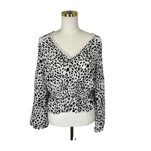 Express Y2K Babydoll Top Animal Print Fairy Coquette Whimsygoth Lace Trim Boho L